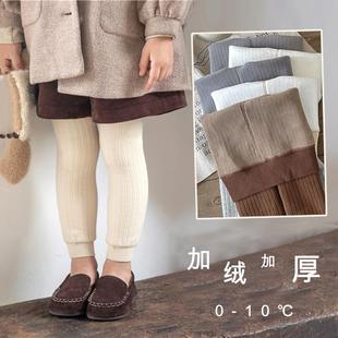 小西棉品女童九分打底裤 袜 秋冬宝宝纯色加绒加厚保暖复合连裤