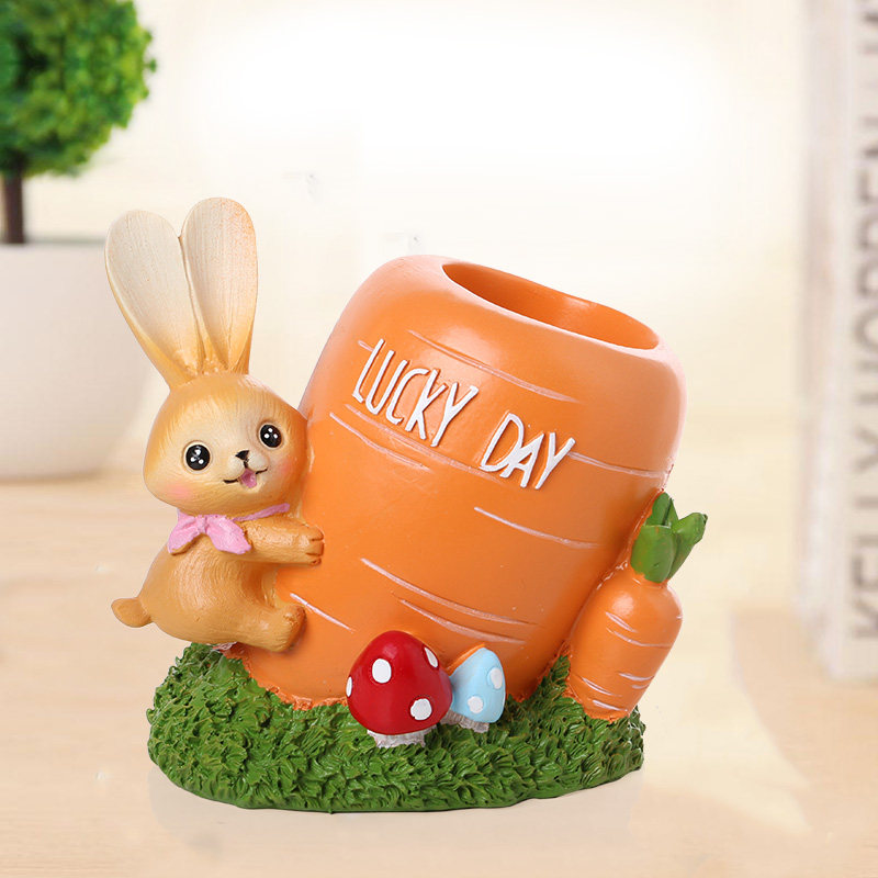 可爱兔子笔筒收纳盒高档树脂摆件学生桌面创意时尚男女孩生日礼物,文具电教/文化用品/商务用品,笔筒,淘宝优惠券,粉丝福利购,淘宝优惠卷