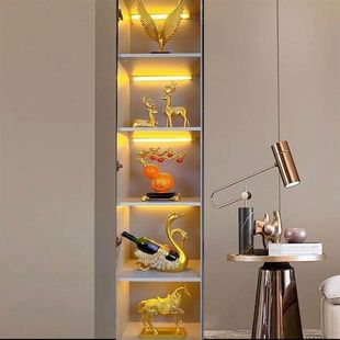 饰轻奢玄关旺财客厅酒柜高档中式 客厅装 上2025新款 摆件电视墙柜装