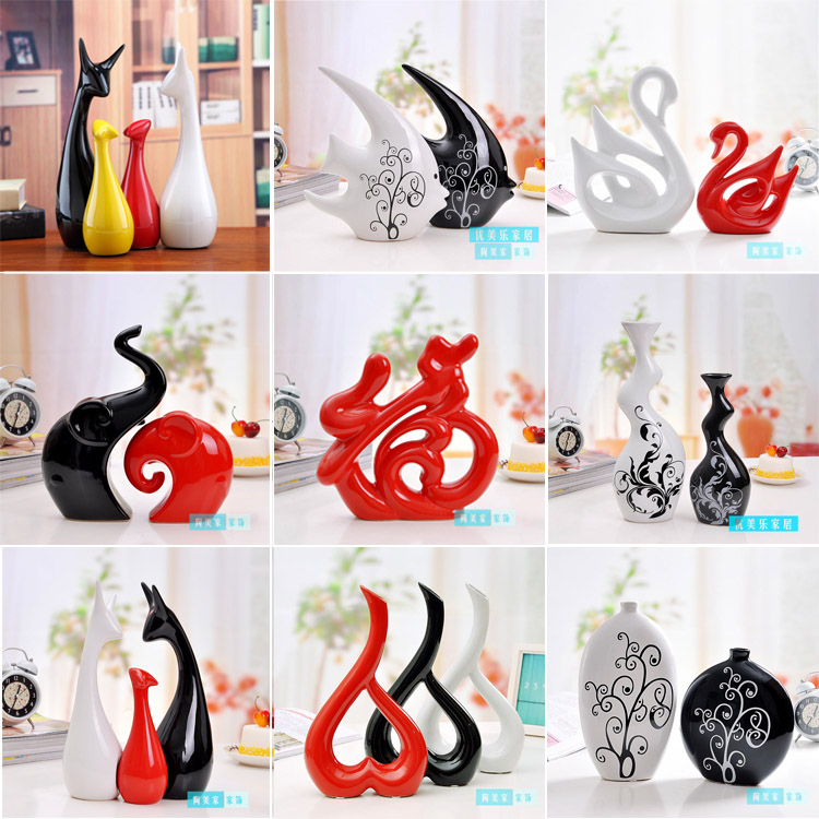 简约现代家居客厅酒柜小装饰品陶瓷工艺品抽象动物摆件创意新家里