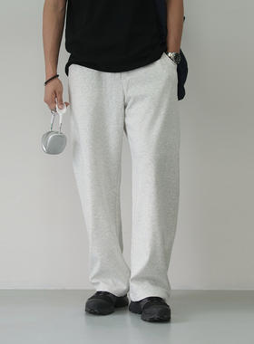 TRIPLE弯刀直筒宽松卫裤垂感抗皱休闲裤纯色卫裤男女松紧腰长裤