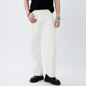 TRIPLE白色复古高级感丹宁牛仔长裤 直筒弯刀宽松垂感高腰休闲通勤