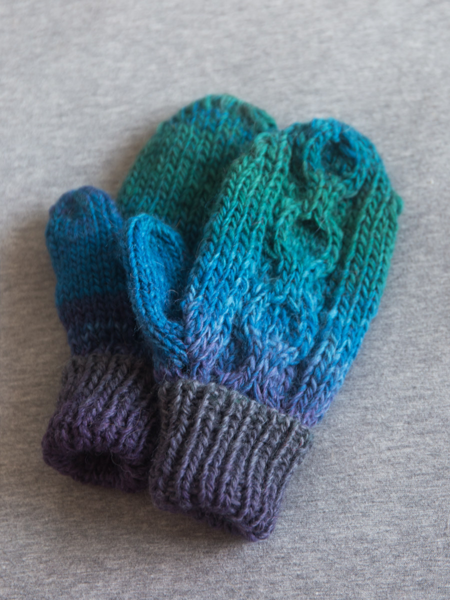 【自由生长】23aw原创手工全羊毛彩虹色冷色渐变连指手套保暖手套