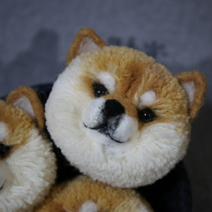 动物与园 日系萌软可爱手工羊毛毡狗狗蓬蓬球柴犬胸针钥匙扣