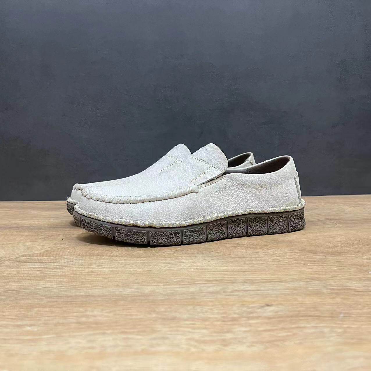 原单千元级别皮料女款头层牛皮休闲皮鞋真皮软底豆豆鞋超软驾车鞋