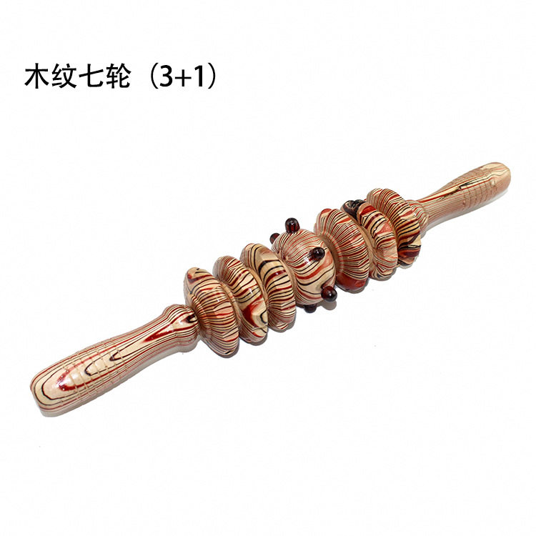 木纹七轮木质推背手动按轮滚轮肚皮按器日用木质工艺