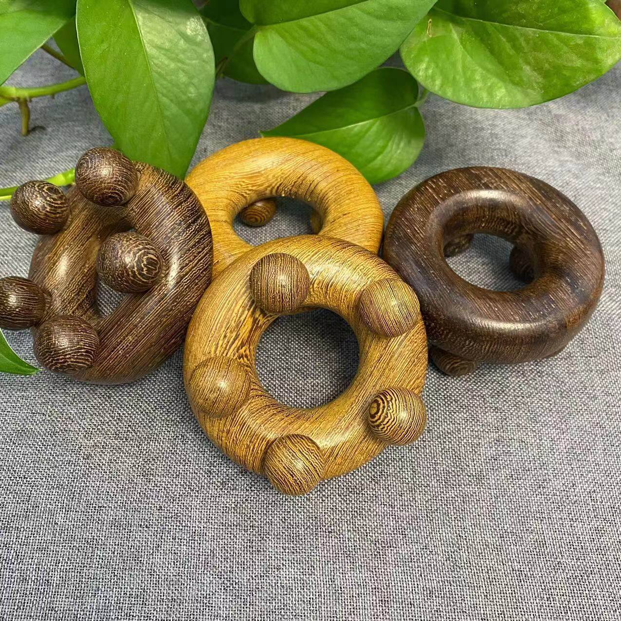 鸡翅木木质圆五角按器按头部脸部经络脸部按把玩