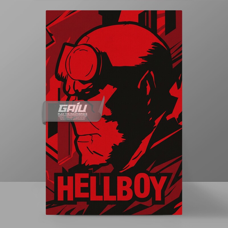 Hellboy地狱男爵装饰画地狱怪客红黑版画美式暗黑漫画无框挂画