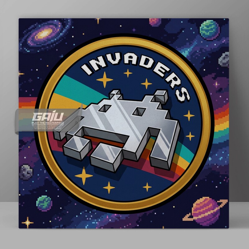太空侵略者装饰画Space Invader红白机NES怀旧FC游戏原创电竞挂画