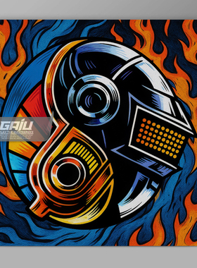 Daft Punk装饰画蠢朋克乐队壁画阴阳创意墙画原创收藏高清酷挂画