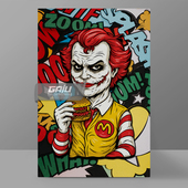 麦叔叔搞怪装 饰画恶搞小丑壁画涂鸦风墙画原创复古高清收藏挂画