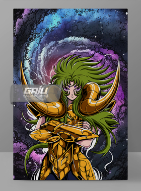 史昂装饰画白羊座壁画Aries Gold Saint墙画Shion原创收藏挂画