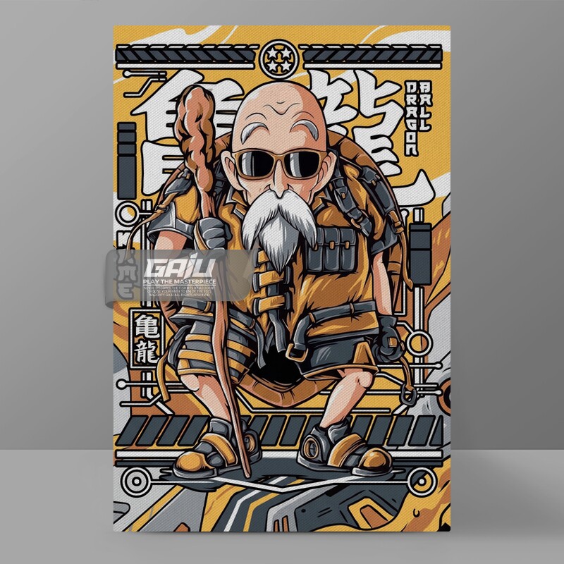 七龙珠装饰画龟仙人武天老师战术机能风动漫同人二创潮牌帆布挂画