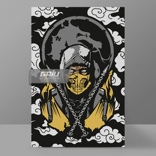 真人快打装饰画全蝎人壁画忍者佐治半藏墙画电竞游戏高清收藏挂画