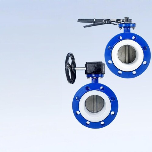 化工四放料蝶阀疏水软双向D41F粉末氟法兰衬工业蝶阀氟密封