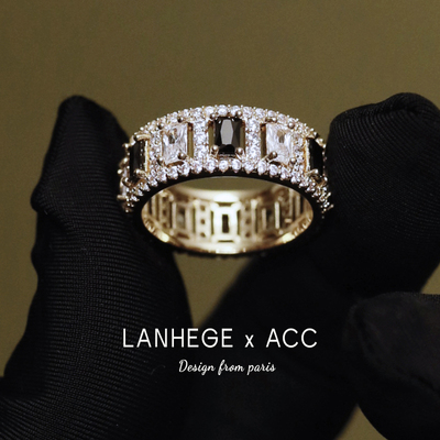 LANHEGE锆石美拉德整圈钻戒指