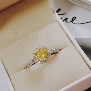 2017 复古单黄钻气质食指戒指女指环饰品潮人配饰日韩学生 新款