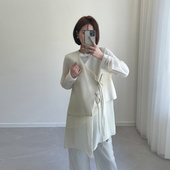 网纱拼接假两件马甲背心女 系带中长款 韩版 侧开叉不规则设计孕妇装