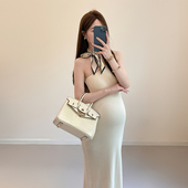 显瘦高弹针织连衣裙性感孕妈孕妇装 修身 设计感单肩带无袖 早秋新款
