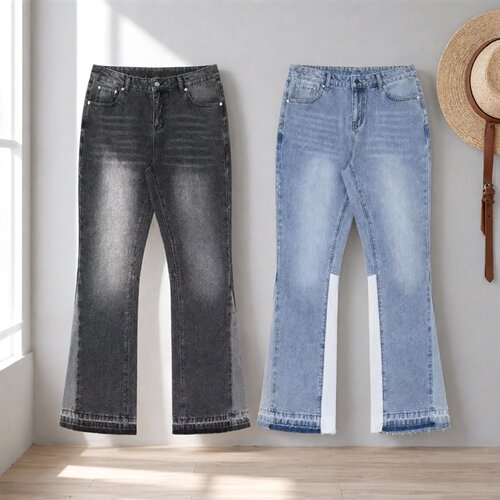 GALLERY DEPT Jeans美式泼墨涂鸦微喇叭拼接休闲宽松牛仔裤长裤子