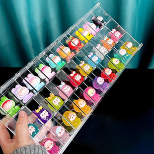 KT萌粒展示盒亚克力小摆件桌面收纳盒透明手办盲盒防尘收纳架子