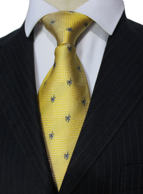 金黄色魔蝎子动物猎装真丝领带商务职业桑蚕丝领带男礼盒装J162