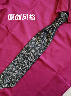 原创懒人免打香港结领带复古领结8cm爱斯科礼服领带土豪金色A1701