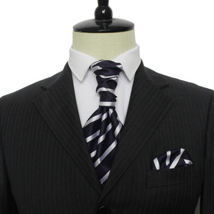 深兰白色条纹男士礼服领带 宽领带领结爱斯科方便式领巾 A-1120