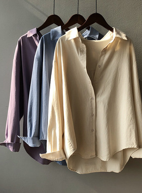 言双韩版气质简约衬衫女春季新款港味时尚宽松休闲衬衣80075