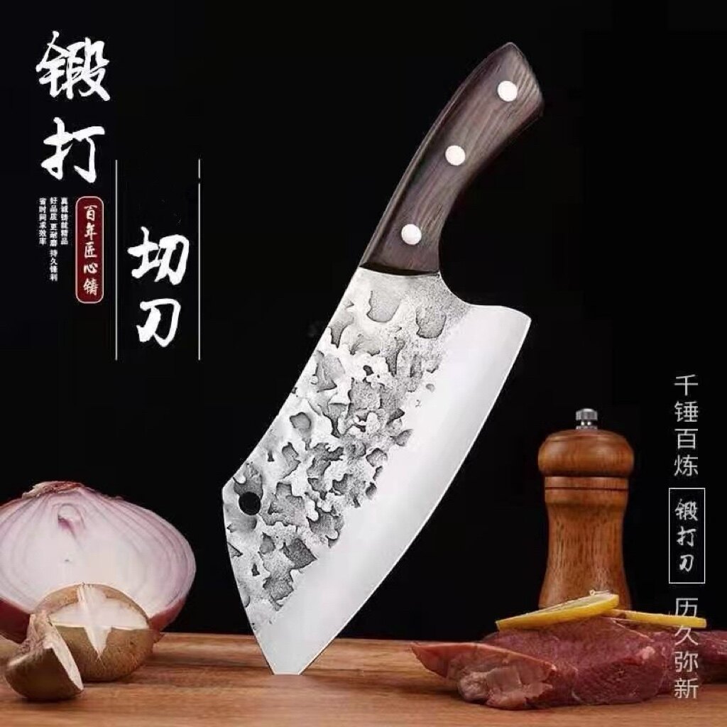 龙泉菜刀家用锰钢锻打超快锋利厨师切肉切菜切丝女士厨房拍蒜开刃