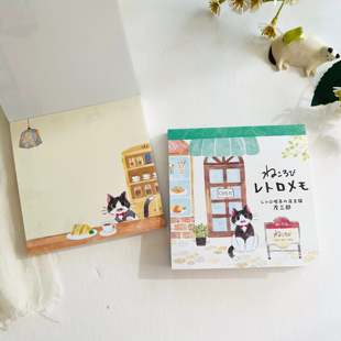 日本NB社昭和风可爱猫咪花纹日系便签本贴纸便利贴留言N次贴