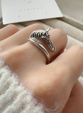 2026新款原创马上来财戒指女马年男戒指创意ins个性风生肖马戒指