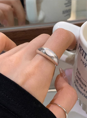 韩版极简风月亮石戒指女