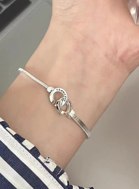 韩版时尚百搭简约环环相扣蛇骨手链女ins风小众气质高级感手饰潮