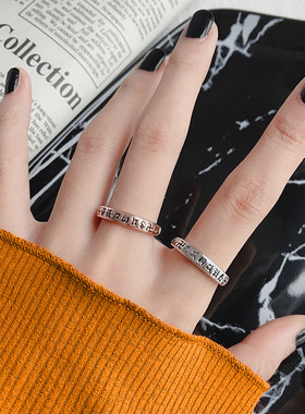 轻奢六字真言小众设计情侣戒指