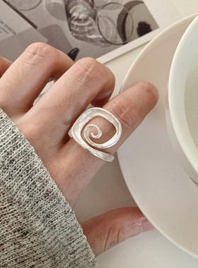 简约几何线条螺旋戒指女时尚设计感冷淡风开口指环旋涡环形食指戒