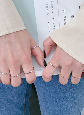 不掉色日韩风玫瑰金食指关节尾戒