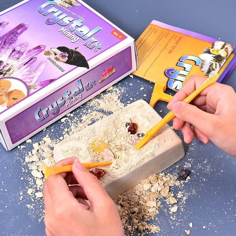 探秘diy挖宝藏考古挖掘玩具钻石水晶儿童盲盒挖宝套装生日礼物奖