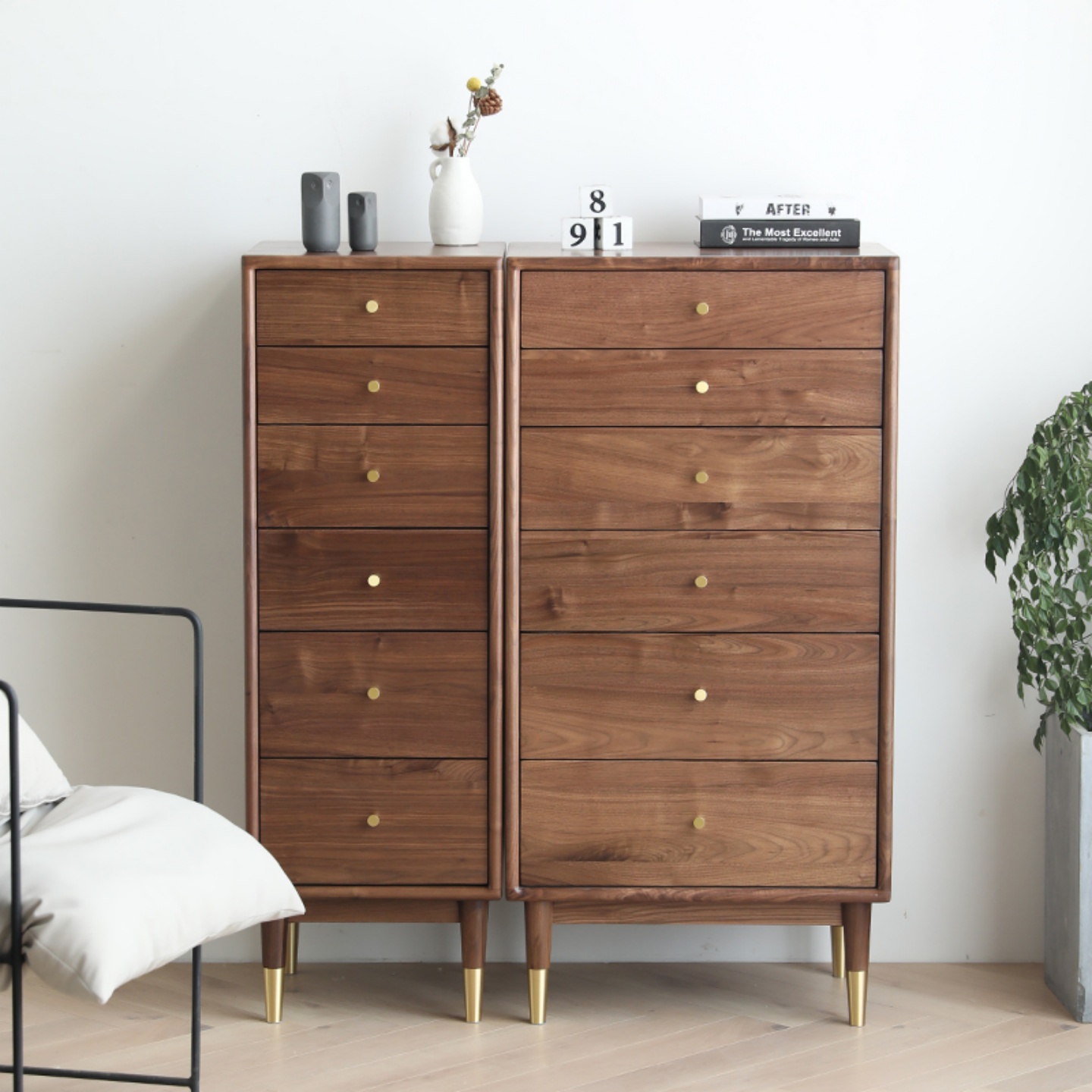 黑胡桃木简约实木五斗柜卧室柜子