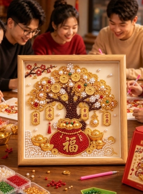 财神福禄珍珠画2026年高颜值