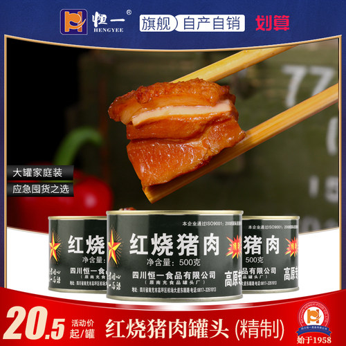 恒一红烧猪肉罐头500g组合装家庭