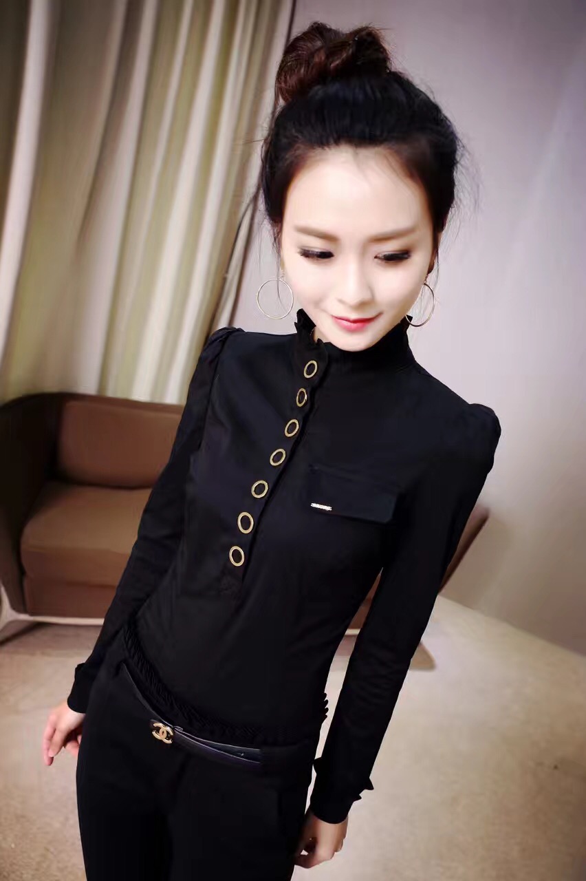 2022秋装修身弹力棉长袖衬衫