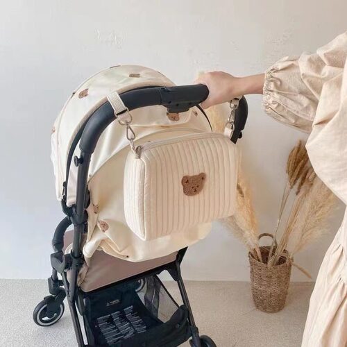 ins拉链刺绣衍棉妈咪包婴