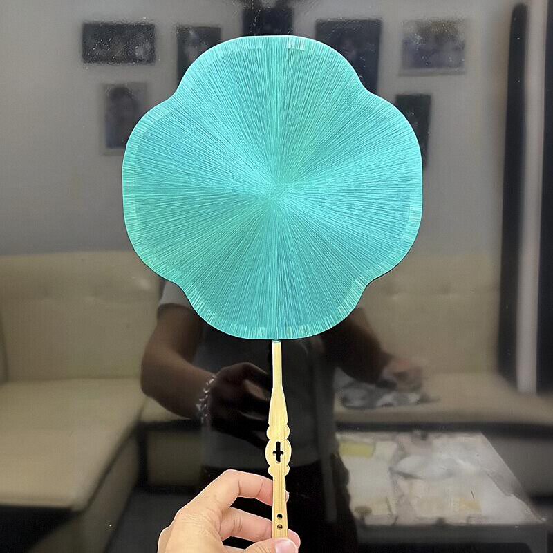 蚕茧宝宝吐丝做蚕丝扇子的材料骨架工具长柄团扇框古风异型空白复 - 实物图