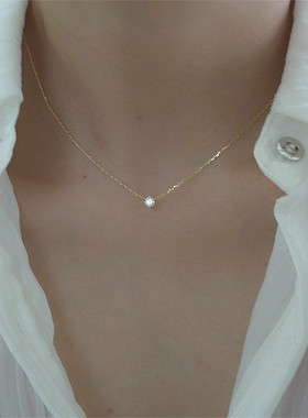 925银经典一粒钻细项链超闪高亮