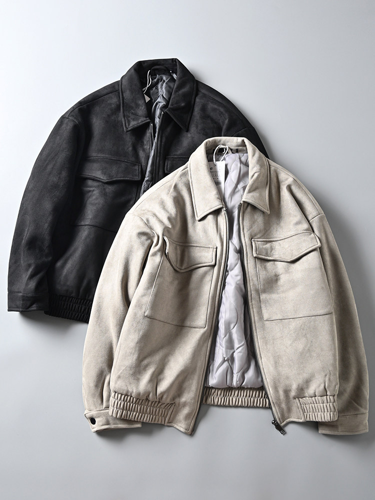 麂皮绒翻领工装棉衣夹克