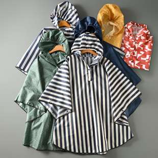 出口瑞典订单轻薄便携印花防雨连帽中长款斗篷雨披雨衣成人