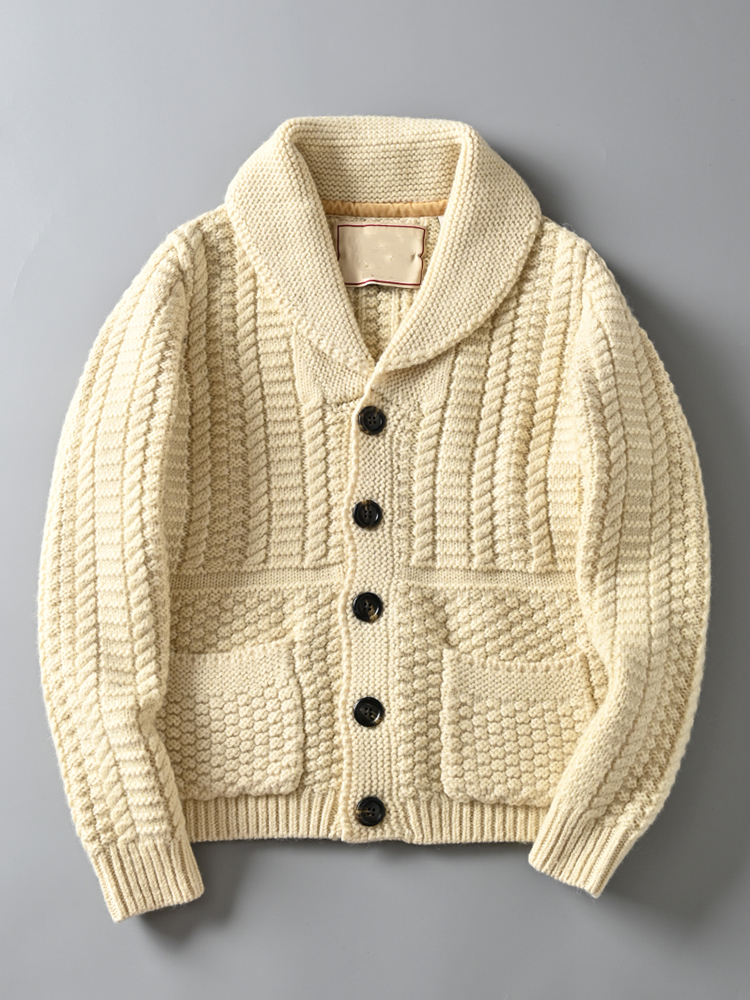 全羊毛针织开衫商务休闲毛衣外套