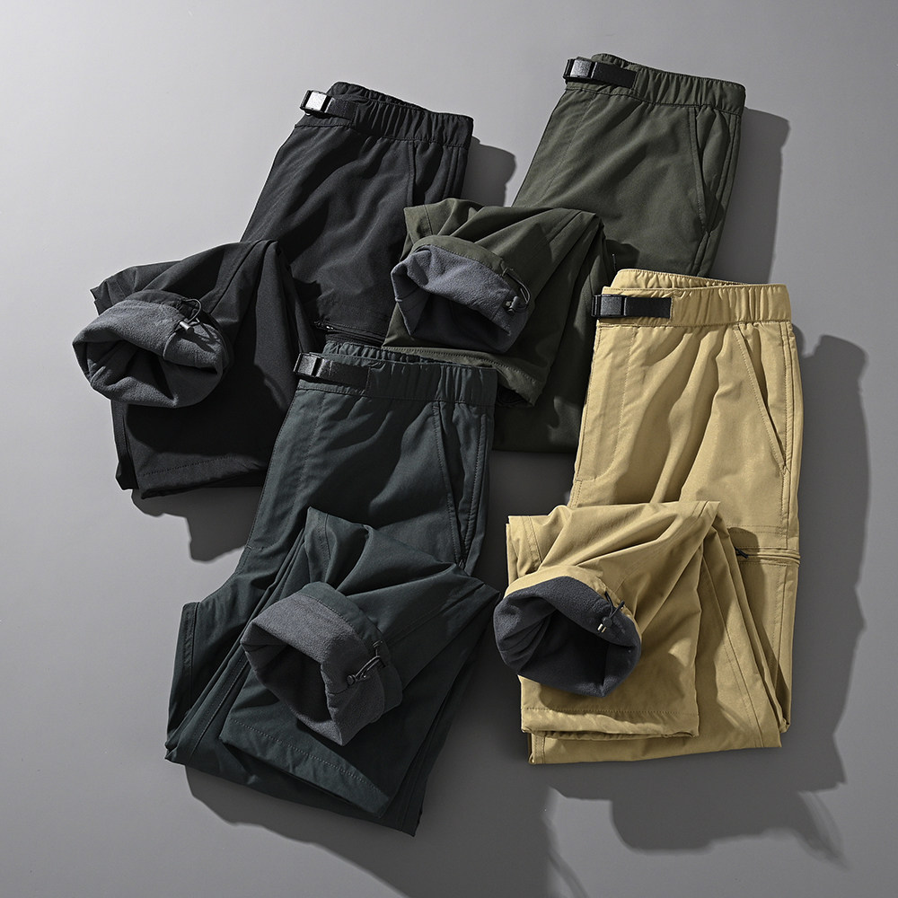 抗寒外贸男士秋冬户外防风防泼水软壳加绒冲锋直筒休闲裤滑雪棉裤