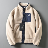 重磅600克加厚双面摇粒绒秋冬户外山系拼接口袋立领休闲夹克外套